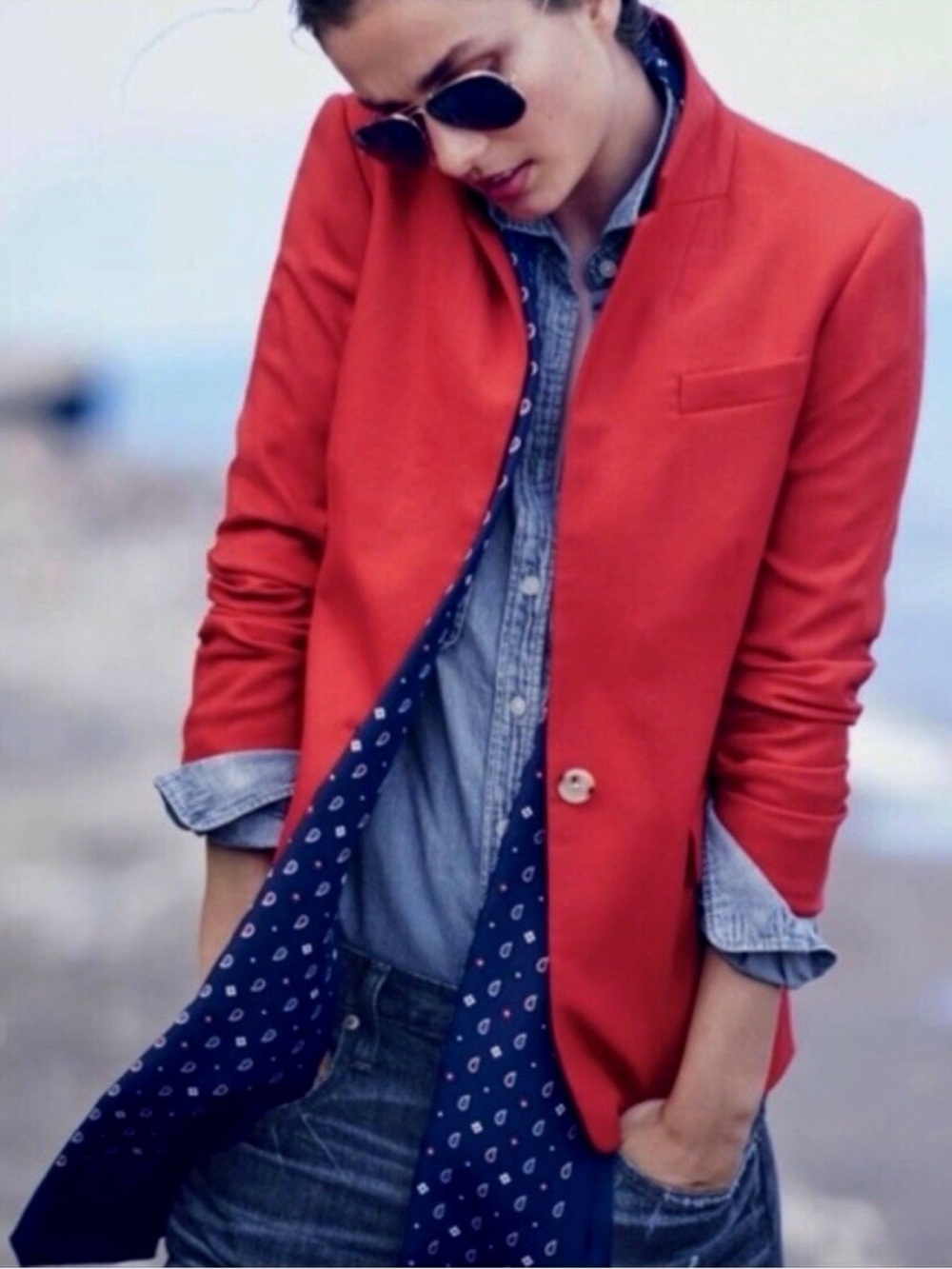 J.Crew Regent Wool Single Button Fully Lined Blazer - Brilliant Red, Size 0